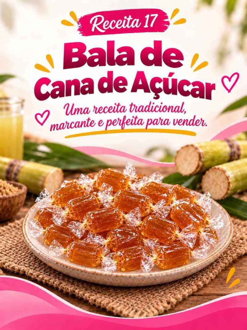 Receita de bala de cana-de-açúcar