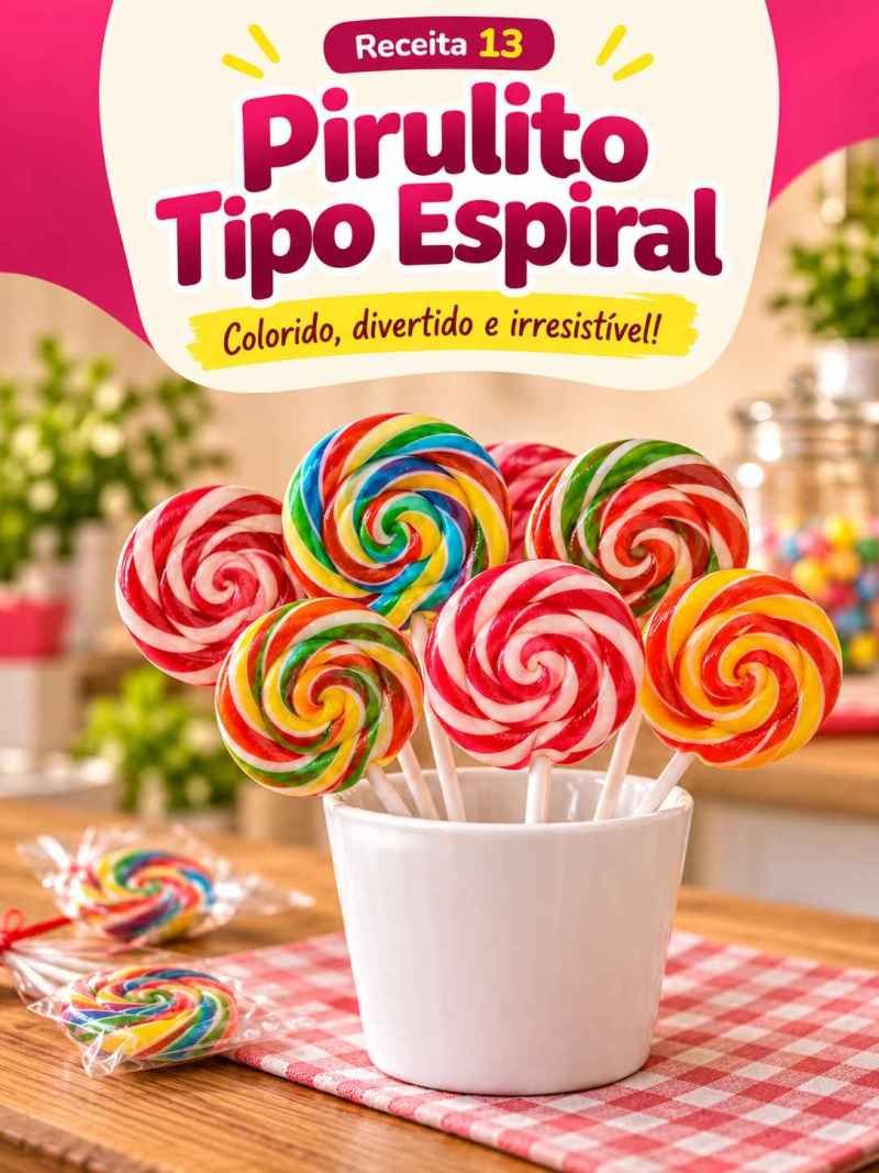 Receita de pirulito colorido tipo espiral