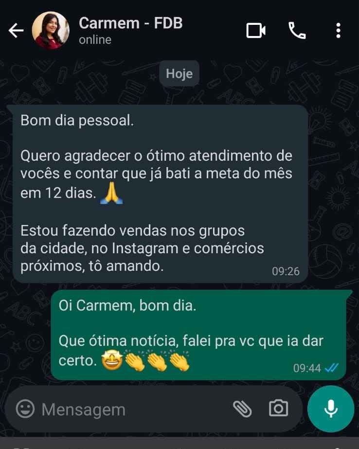 Depoimento da cliente Carmem